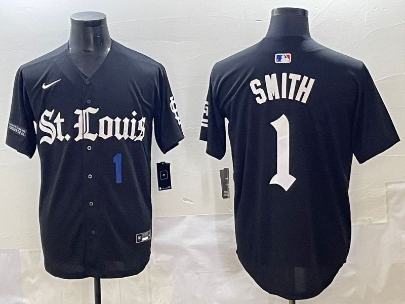 Men 2025 St.Louis Cardinals #1 Smith Black Five generations Joint Name Nike MLB Jersey style 9->st.louis cardinals->MLB Jersey